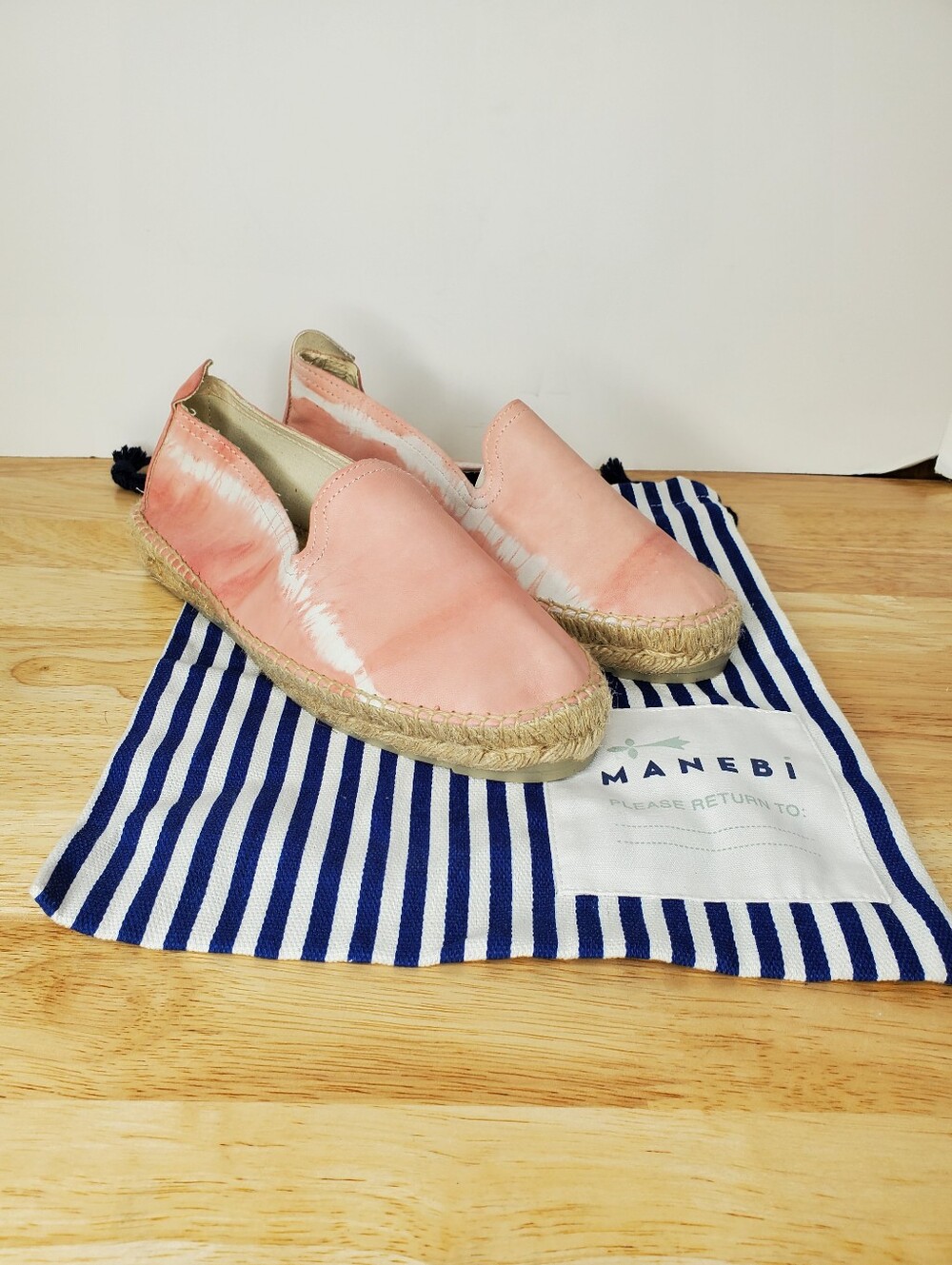 Manebi Leather Espadrilles Womens 39 US 9 Pink Tie-Dye